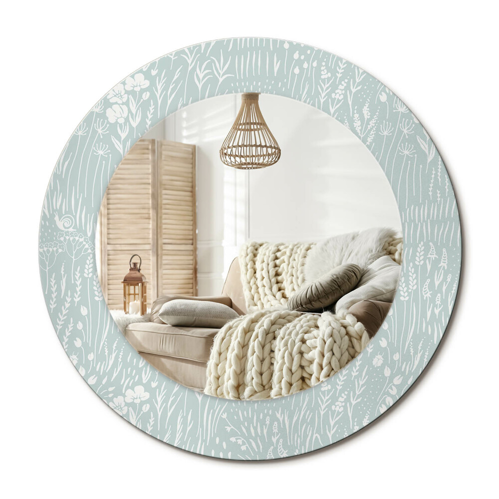 Kulaté dekorační zrcadlo Šnek na louce