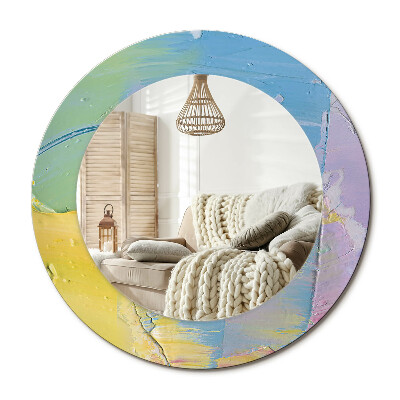 Kulaté zrcadlo rám s potiskem Olejová barva textury