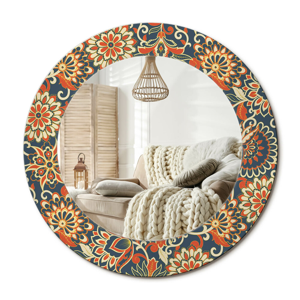 Kulaté dekorační zrcadlo na zeď Retro květiny