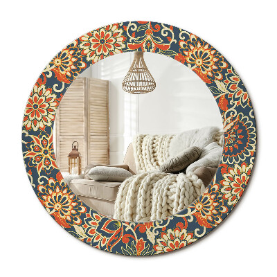 Kulaté dekorační zrcadlo na zeď Retro květiny