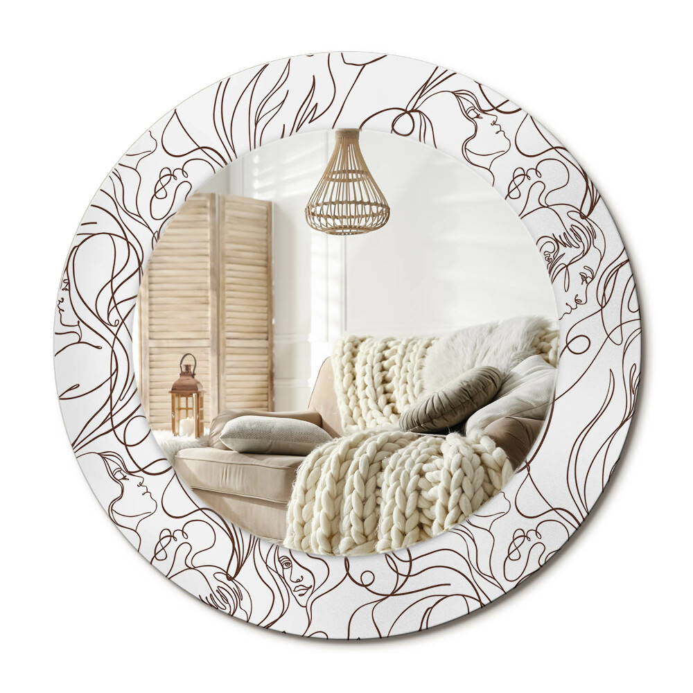 Kulaté dekorační zrcadlo Tváře z čar