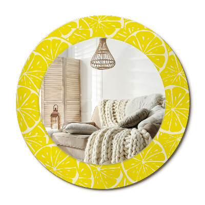 Kulaté zrcadlo rám s potiskem Citrony