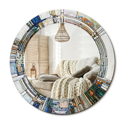 Kulaté dekorační zrcadlo na zeď Vitráže