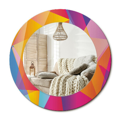 Kulaté zrcadlo rám s potiskem Geometrické složení