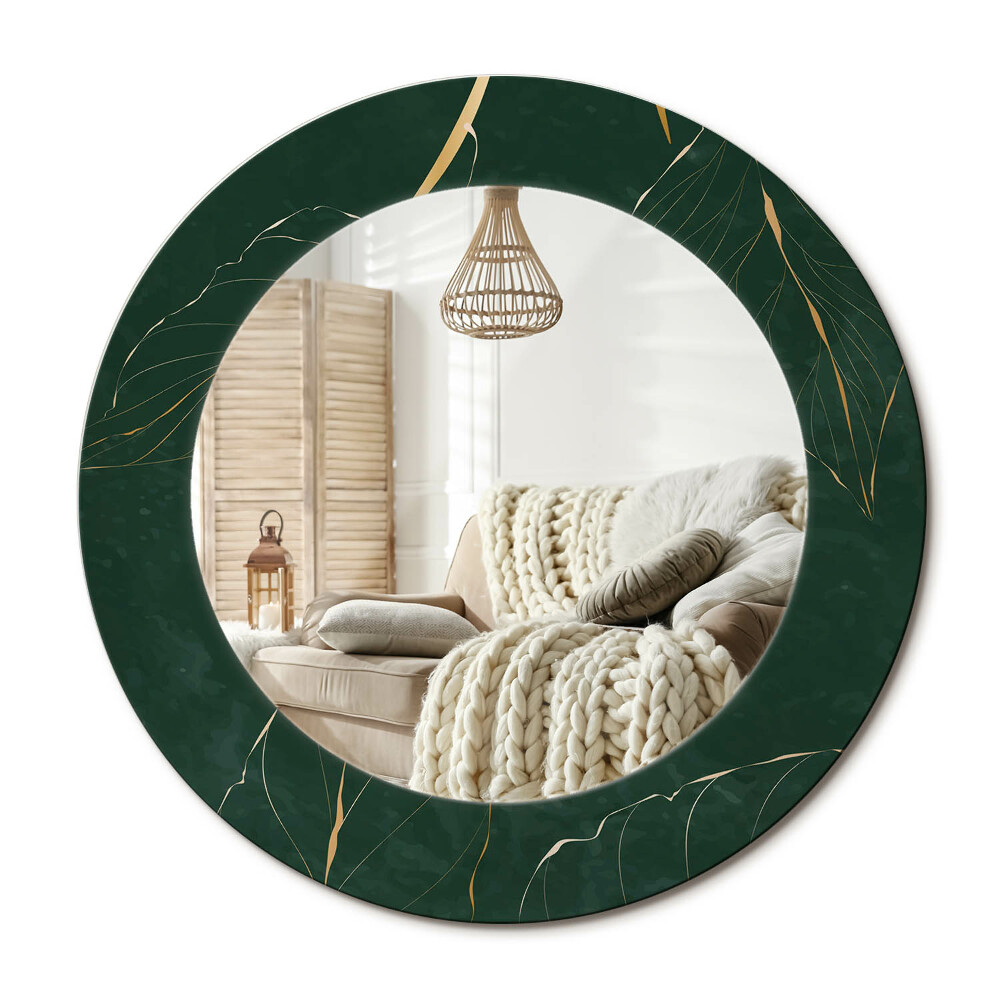 Kulaté dekorační zrcadlo Kontury listů