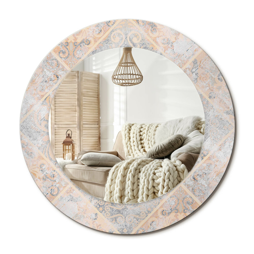 Kulaté zrcadlo rám s potiskem Odřené dlaždice