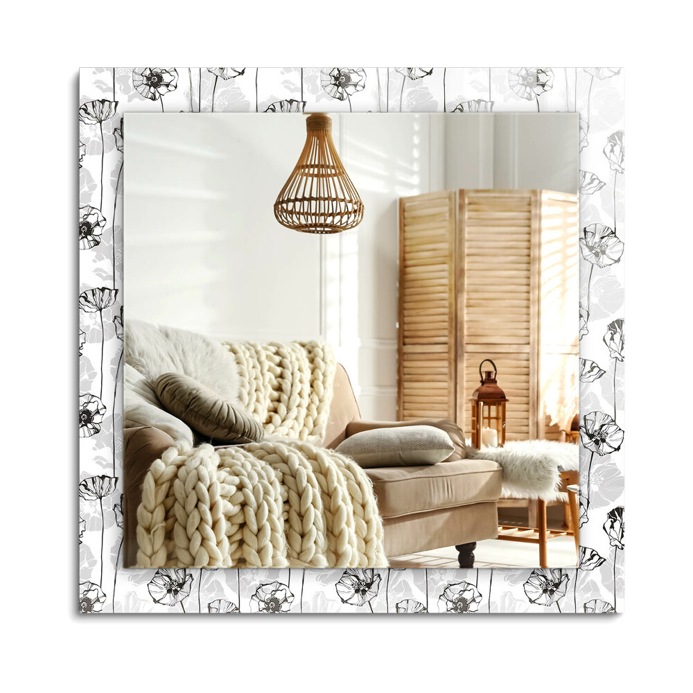 Obdélníkové dekorační zrcadlo na zeď Květiny vzor jednobarevné