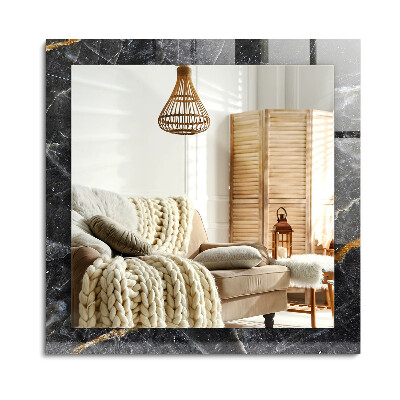 Obdélníkové zrcadlo rám s potiskem Černé mramorové žíly