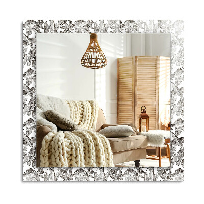 Obdélníkové zrcadlo rám s potiskem Listy a květy