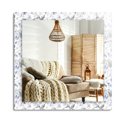 Obdélníkové dekorační zrcadlo Květiny a listy