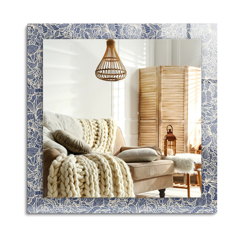 Obdélníkové dekorační zrcadlo Květinový vzor látky