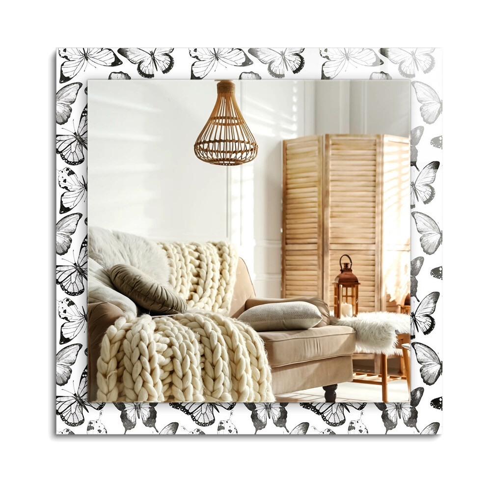 Obdélníkové zrcadlo rám s potiskem Černobílí motýli