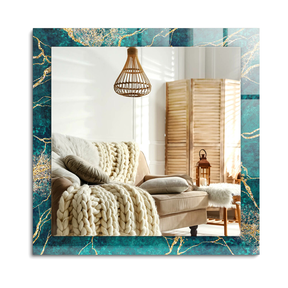 Obdélníkové dekorační zrcadlo na zeď Zelený mramor