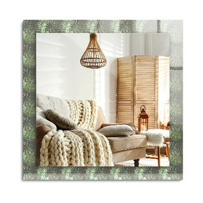 Obdélníkové dekorační zrcadlo na zeď Listy tropických rostlin