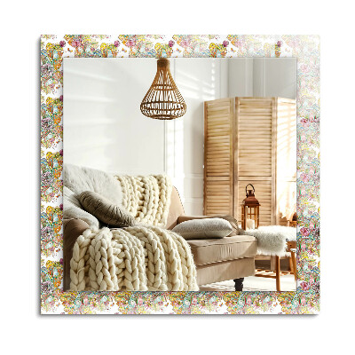 Obdélníkové zrcadlo rám s potiskem Barevné květy motýlů