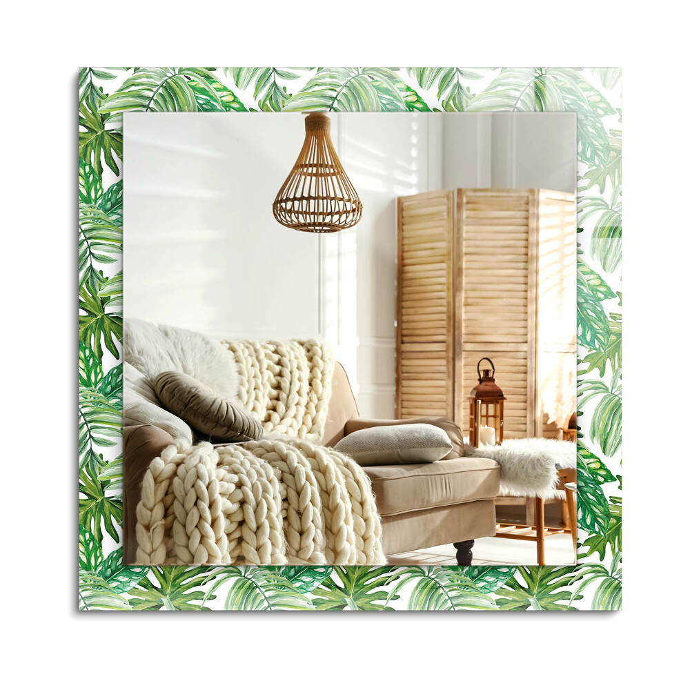 Obdélníkové zrcadlo rám s potiskem Zelené tropické listy