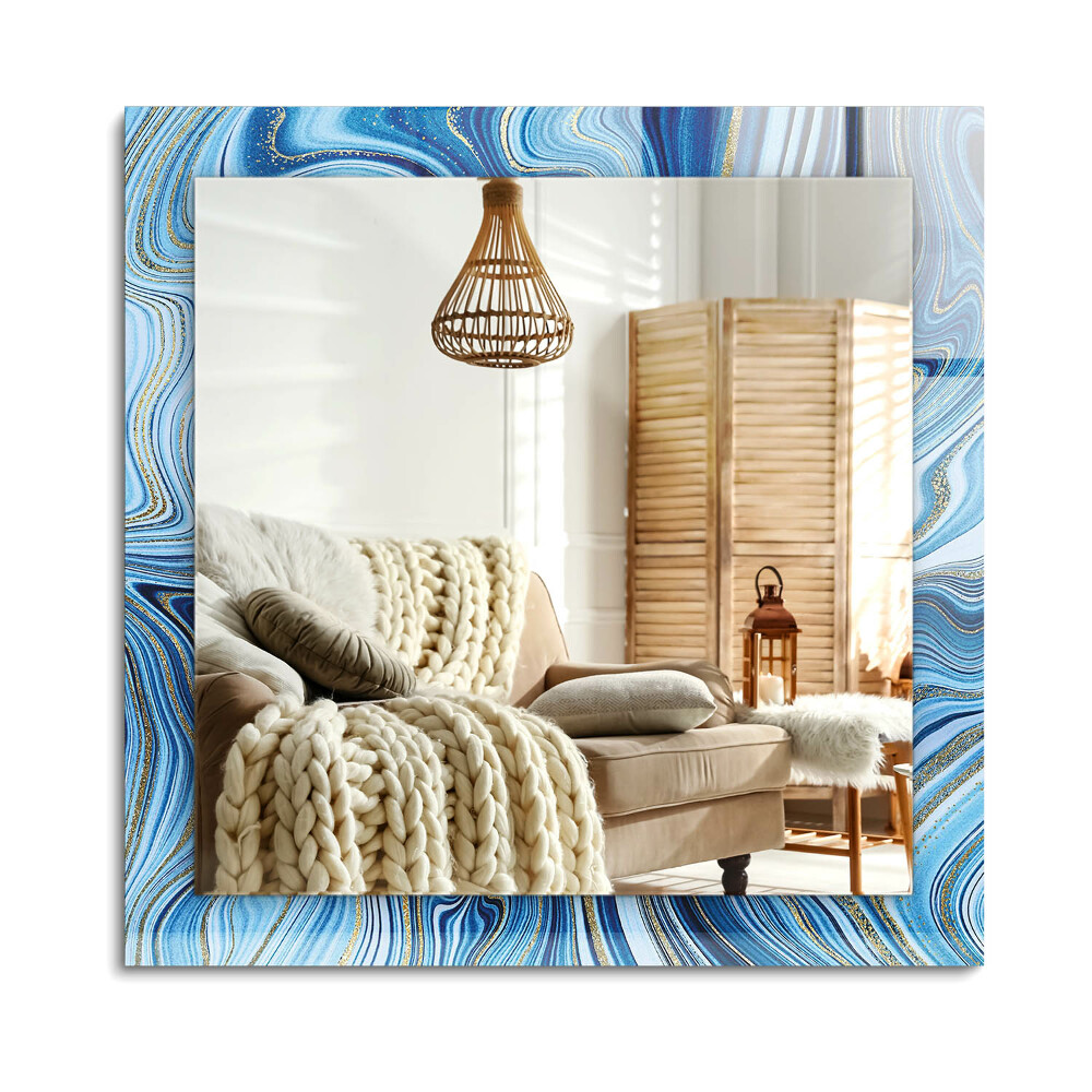 Obdélníkové zrcadlo rám s potiskem Abstraktní modrý vzor