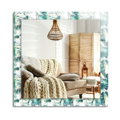 Obdélníkové dekorační zrcadlo Zelené tropické listy