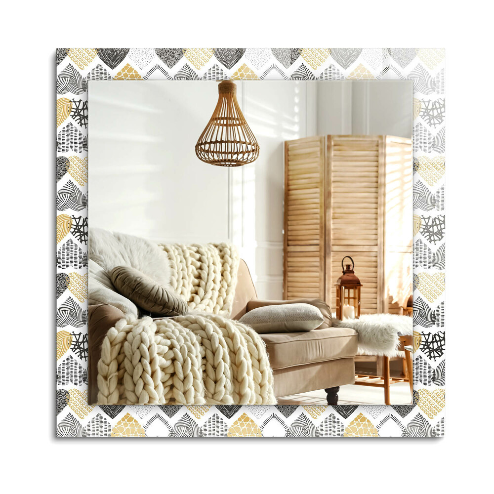 Obdélníkové dekorační zrcadlo na zeď Barevné srdce