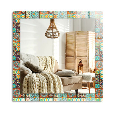 Obdélníkové dekorační zrcadlo na zeď Barevné mozaikové dlaždice