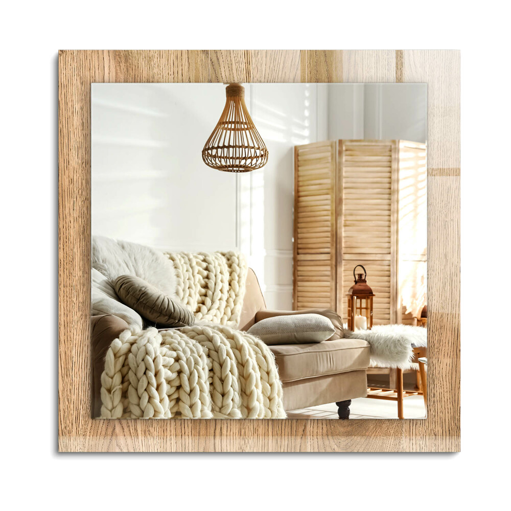 Obdélníkové dekorační zrcadlo na zeď Dřevěná textura