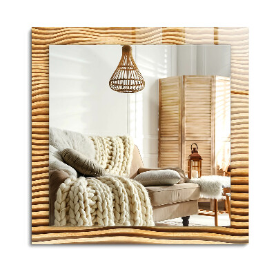 Obdélníkové dekorační zrcadlo na zeď Dřevěné vlny