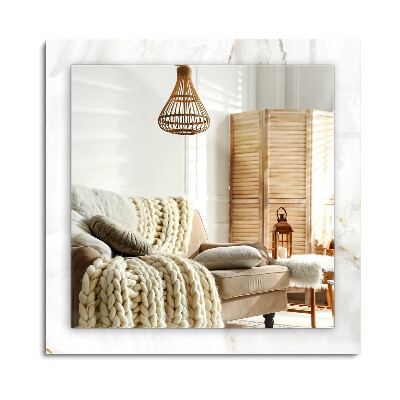 Obdélníkové dekorační zrcadlo na zeď Bílý mramorový vzor