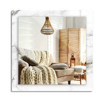 Obdélníkové zrcadlo rám s potiskem Bílý mramorový vzor