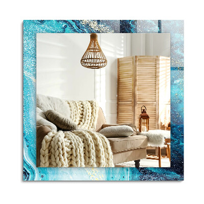 Obdélníkové dekorační zrcadlo na zeď Abstraktní modré umění