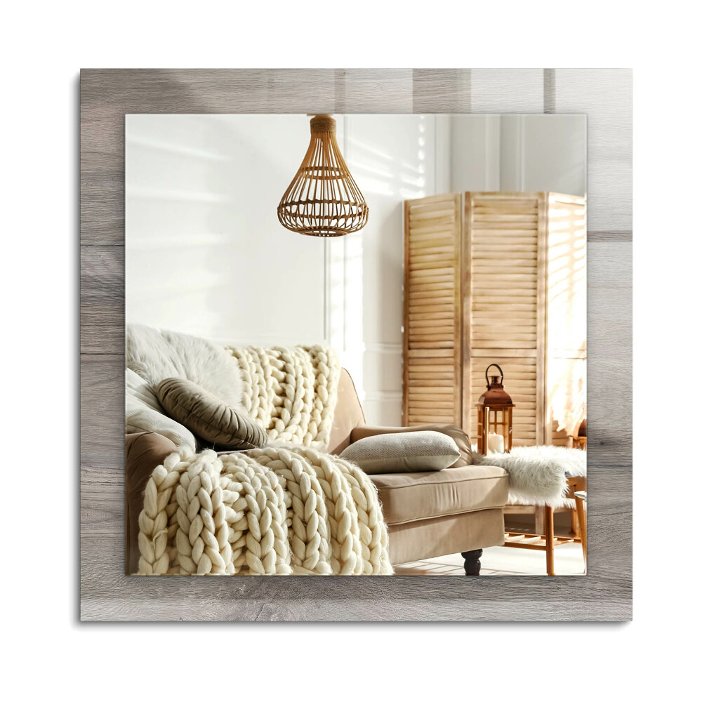 Obdélníkové zrcadlo rám s potiskem Dřevěná deska textura