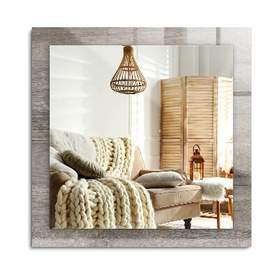 Obdélníkové zrcadlo rám s potiskem Dřevěná deska textura