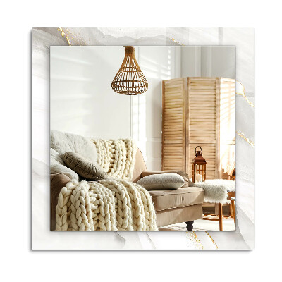 Obdélníkové zrcadlo rám s potiskem Šedý mramor