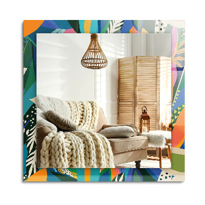 Obdélníkové dekorační zrcadlo na zeď Barevné abstraktní květiny