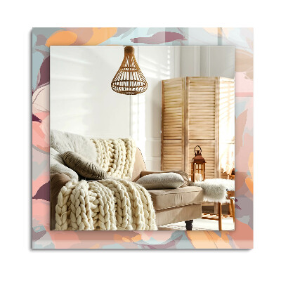 Obdélníkové zrcadlo rám s potiskem Květiny listy pastelové