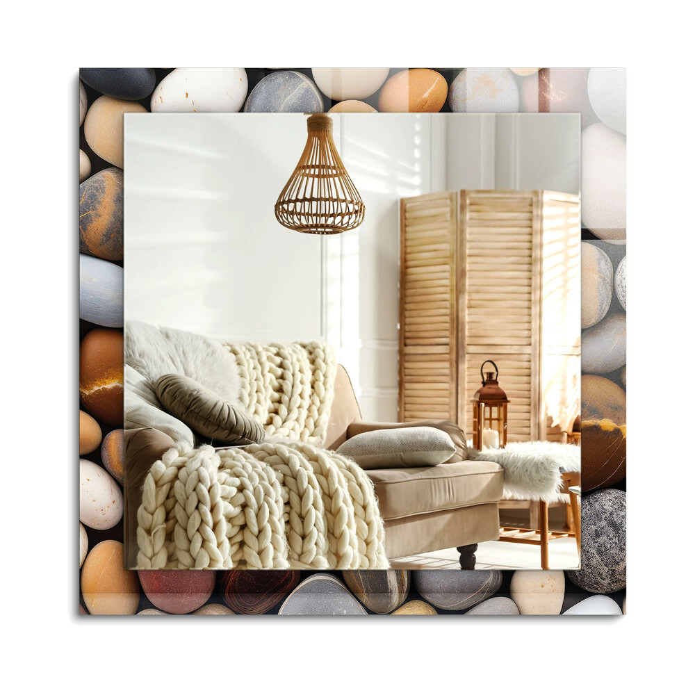 Obdélníkové dekorační zrcadlo Barevné hladké kameny