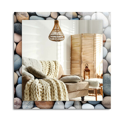 Obdélníkové dekorační zrcadlo na zeď Barevné hladké kameny