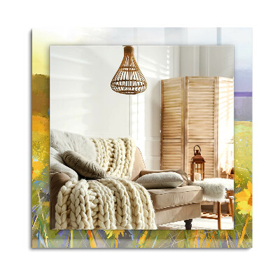 Obdélníkové dekorační zrcadlo Slunečnicové pole