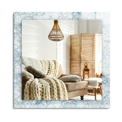 Obdélníkové dekorační zrcadlo Květiny vzor modré