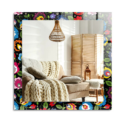 Obdélníkové dekorační zrcadlo na zeď Barevné lidové vzory