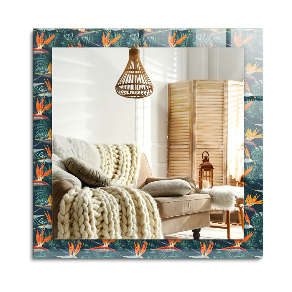 Obdélníkové dekorační zrcadlo Květiny a listy