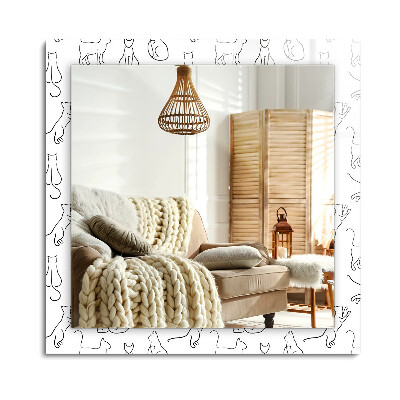 Obdélníkové dekorační zrcadlo na zeď Kočky obrysy