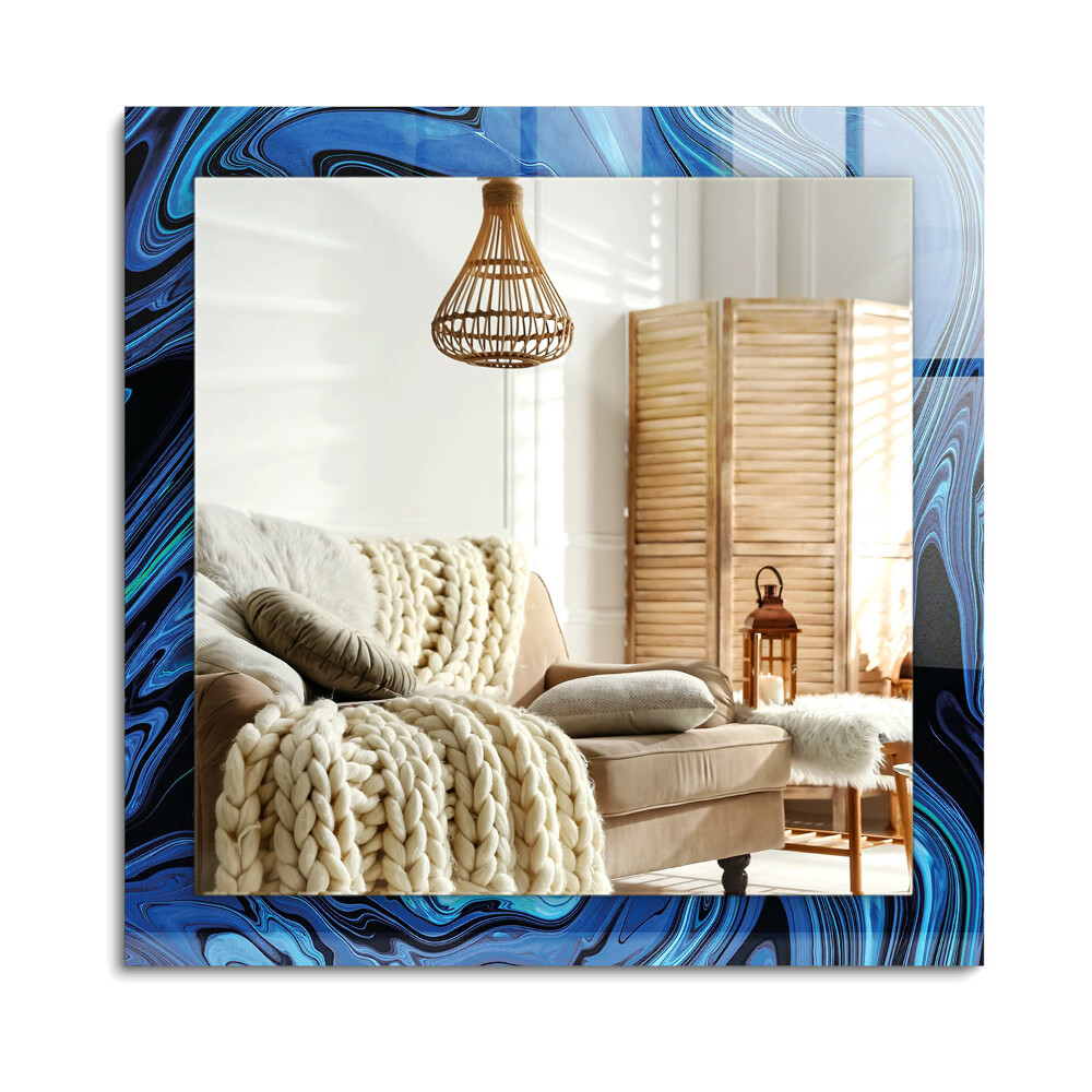 Obdélníkové dekorační zrcadlo Abstraktní modrý vzor