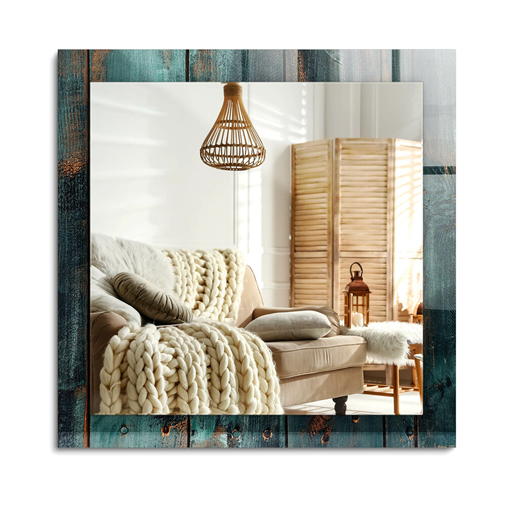 Obdélníkové dekorační zrcadlo na zeď Dřevěné zelené desky