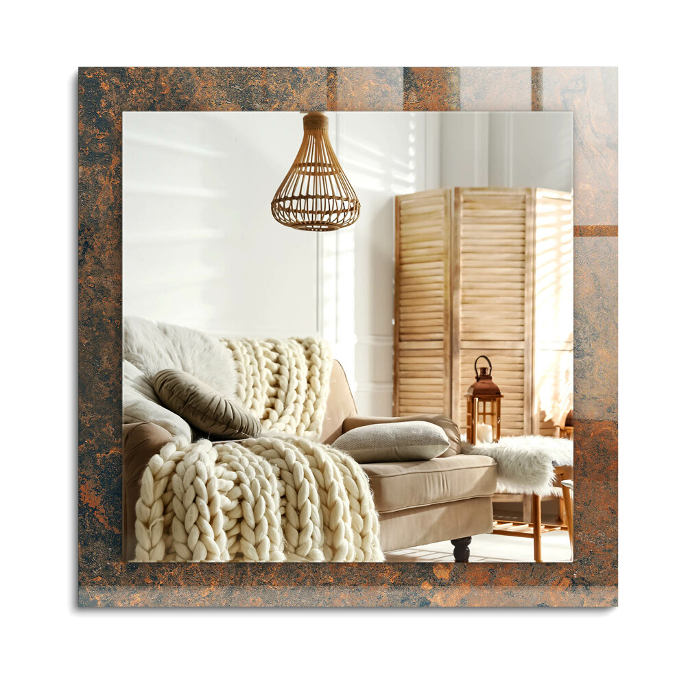 Obdélníkové zrcadlo rám s potiskem Rezavý kov