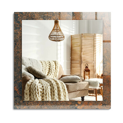 Obdélníkové zrcadlo rám s potiskem Rezavý kov