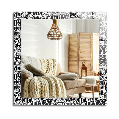 Obdélníkové dekorační zrcadlo na zeď Motivační ruční písmo