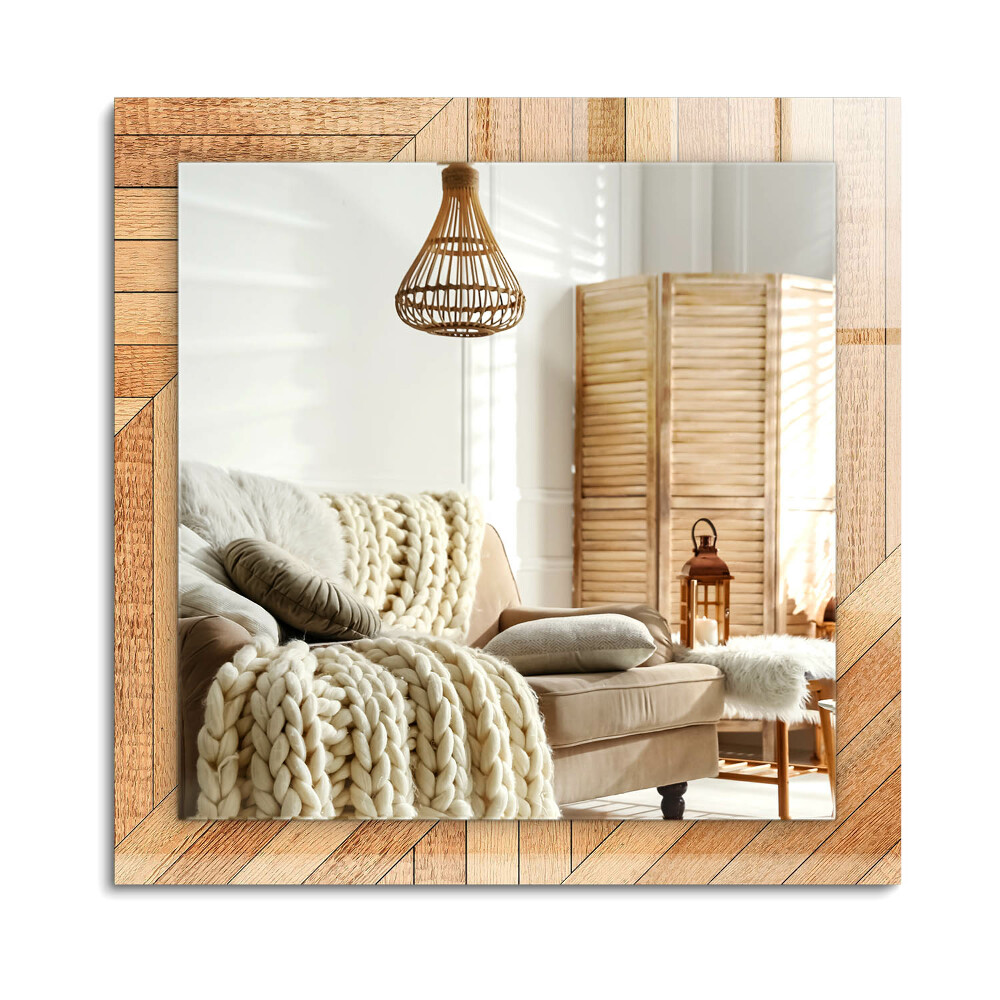 Obdélníkové zrcadlo rám s potiskem Dřevěné parkety