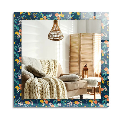 Obdélníkové dekorační zrcadlo Květiny a ovoce