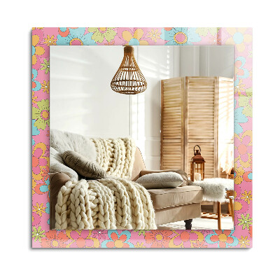 Obdélníkové dekorační zrcadlo na zeď Barevná květinová drážka