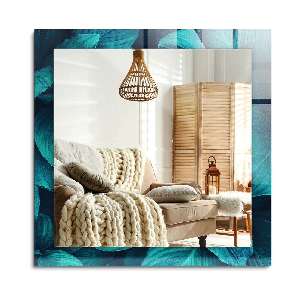 Obdélníkové dekorační zrcadlo zelené listy